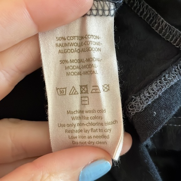 Free People Off Black Fringe Slouchy Soft Stretchy Tee Tunic - Picture 16 of 16